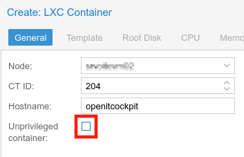 Privileged LXC container